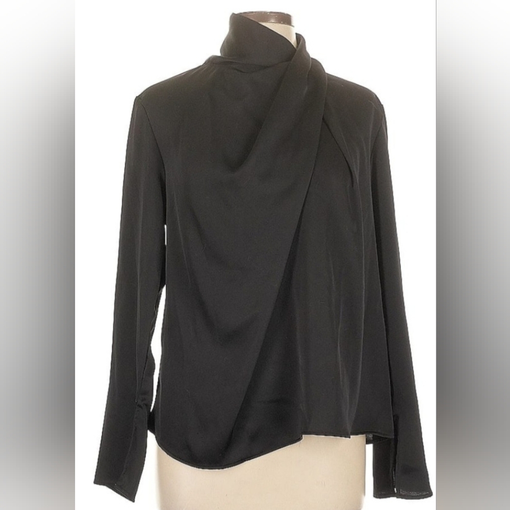 H&M Cowl Neck Black Draped Blouse
